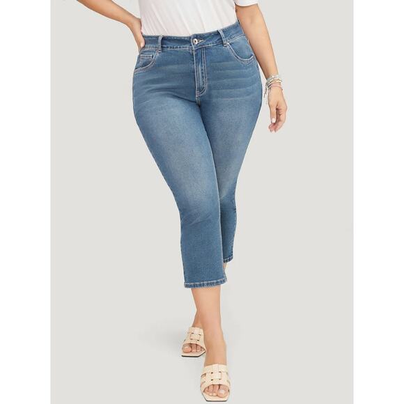 3X 22 Plus Size BloomChic Skinny High Rise Cropped Jeans Stretchy Fit - Picture 7 of 11
